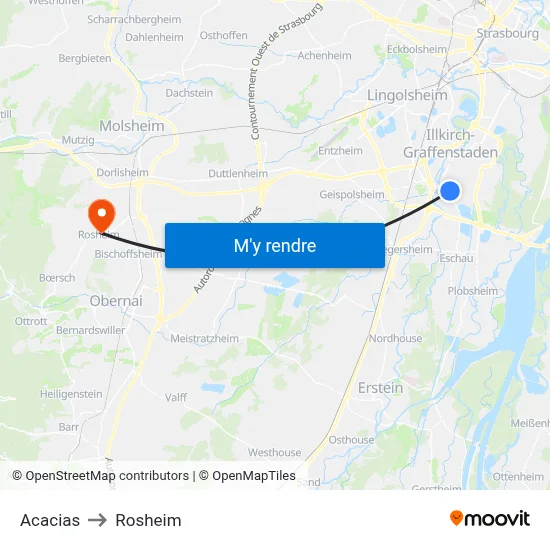 Acacias to Rosheim map