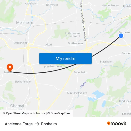 Ancienne Forge to Rosheim map