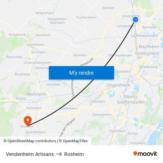 Vendenheim Artisans to Rosheim map