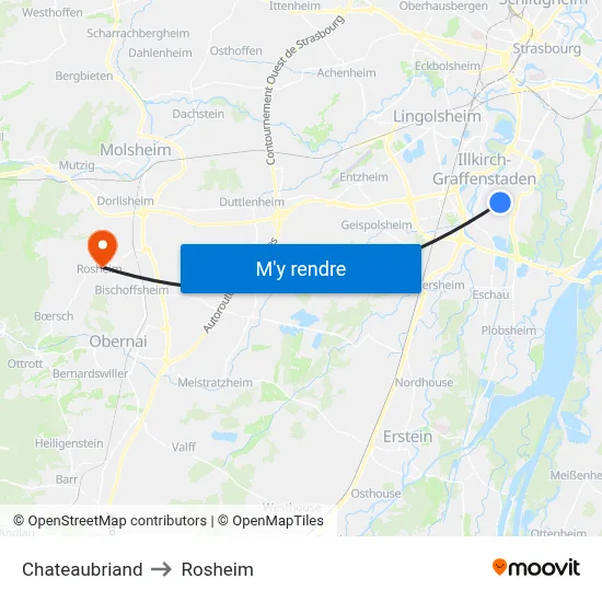Chateaubriand to Rosheim map