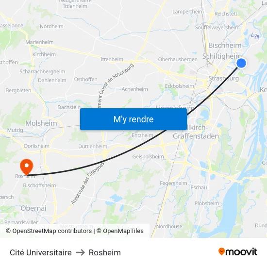 Cité Universitaire to Rosheim map