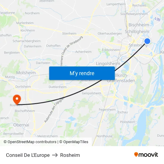 Conseil De L'Europe to Rosheim map