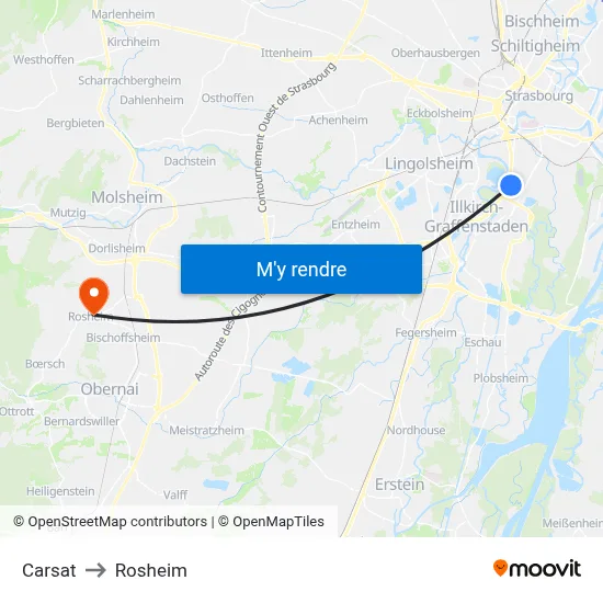 Carsat to Rosheim map