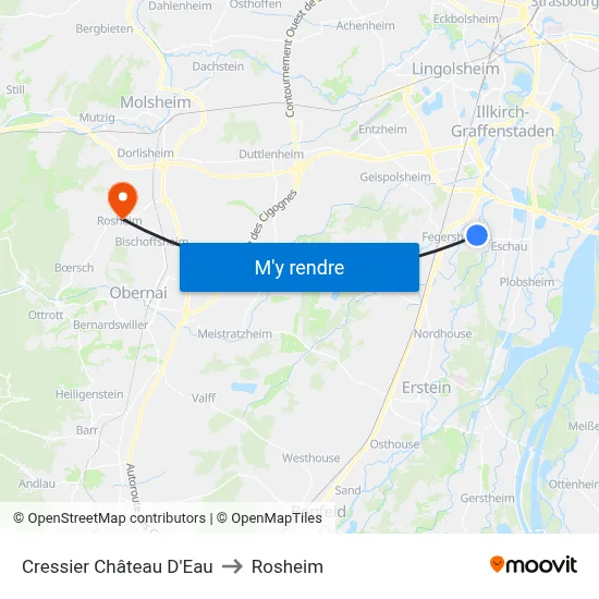 Cressier Château D'Eau to Rosheim map