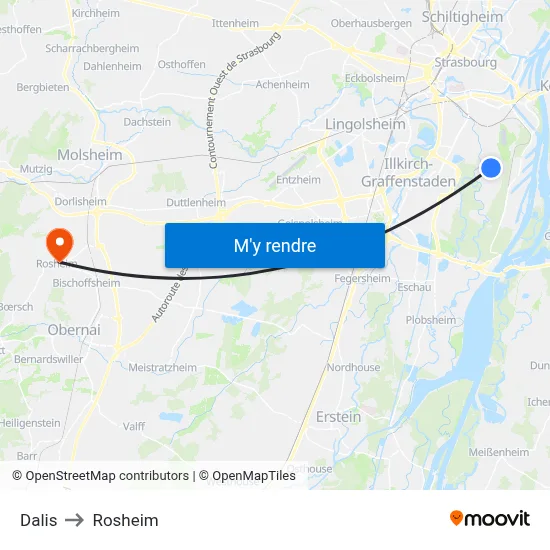 Dalis to Rosheim map