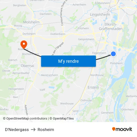 D'Nedergass to Rosheim map