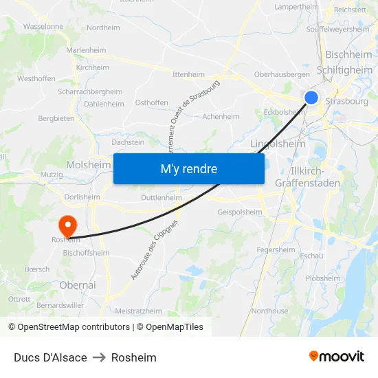 Ducs D'Alsace to Rosheim map