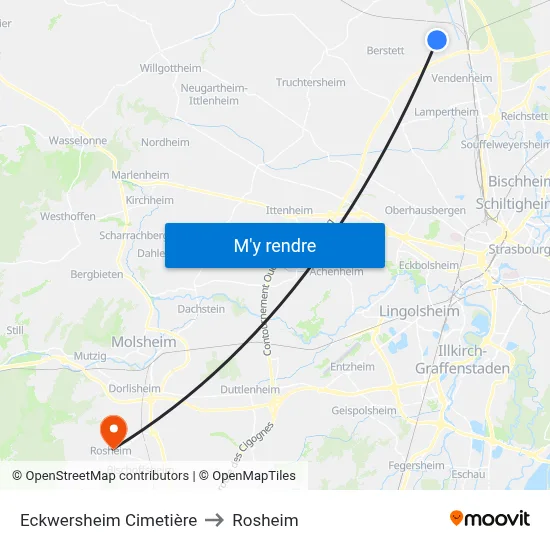 Eckwersheim Cimetière to Rosheim map