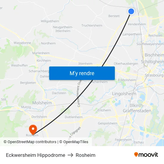 Eckwersheim Hippodrome to Rosheim map