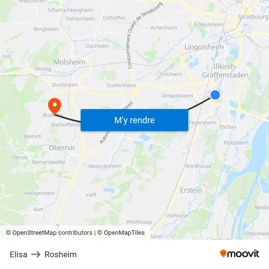 Elisa to Rosheim map