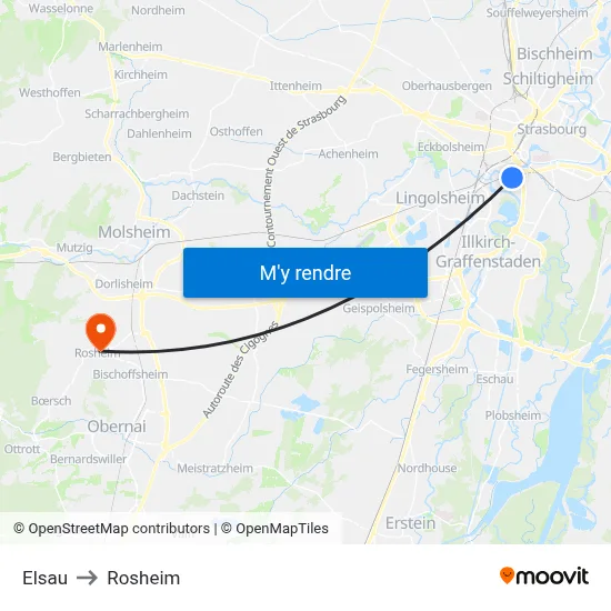 Elsau to Rosheim map