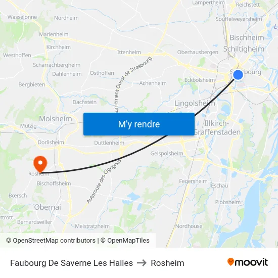 Faubourg De Saverne Les Halles to Rosheim map