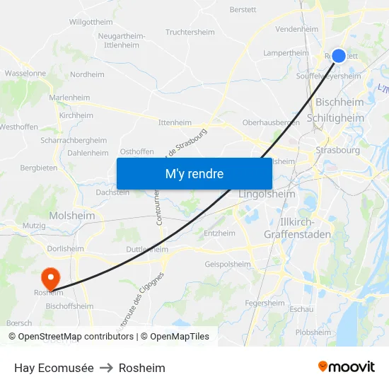 Hay Ecomusée to Rosheim map