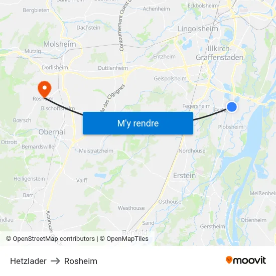 Hetzlader to Rosheim map