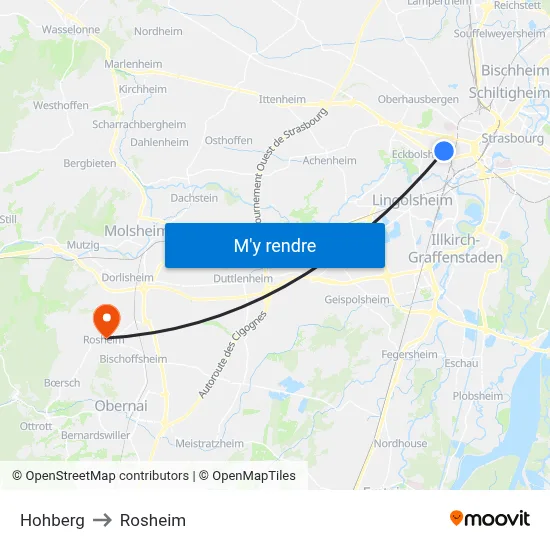 Hohberg to Rosheim map