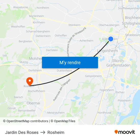 Jardin Des Roses to Rosheim map