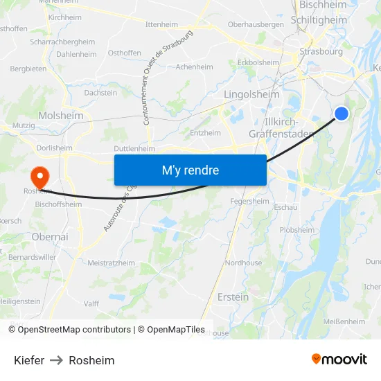 Kiefer to Rosheim map