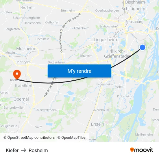 Kiefer to Rosheim map