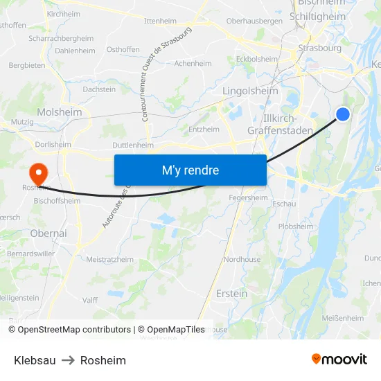 Klebsau to Rosheim map