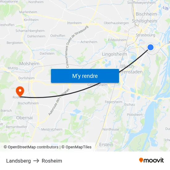 Landsberg to Rosheim map
