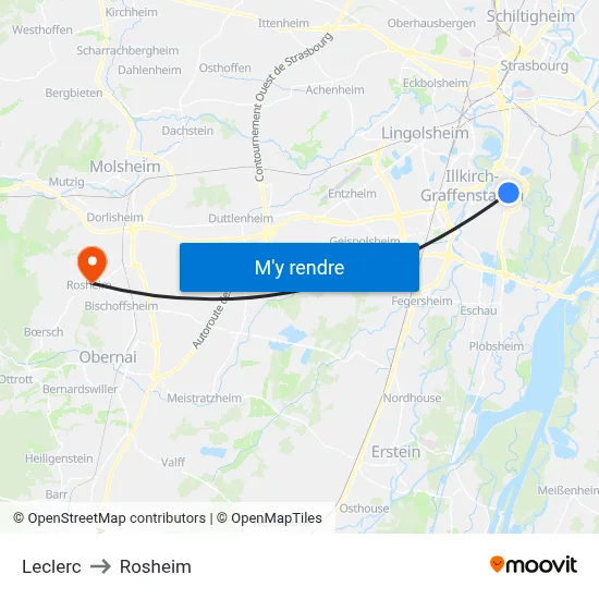 Leclerc to Rosheim map