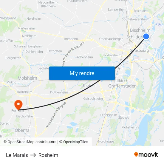 Le Marais to Rosheim map