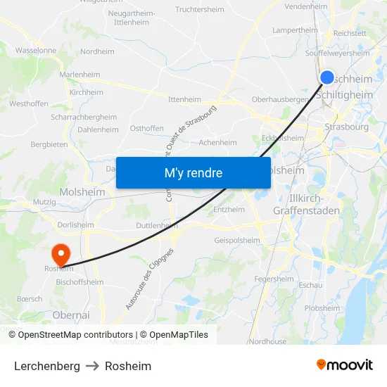 Lerchenberg to Rosheim map