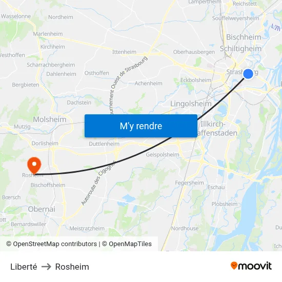 Liberté to Rosheim map