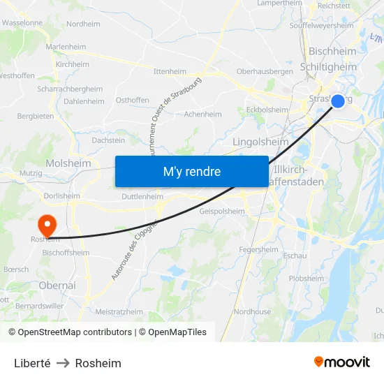 Liberté to Rosheim map