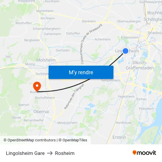 Lingolsheim Gare to Rosheim map