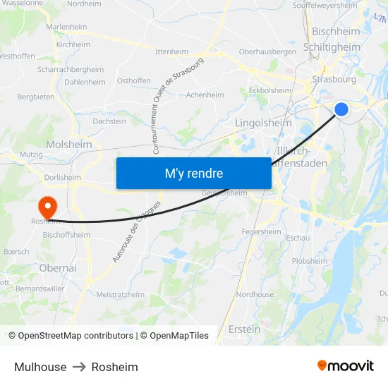 Mulhouse to Rosheim map