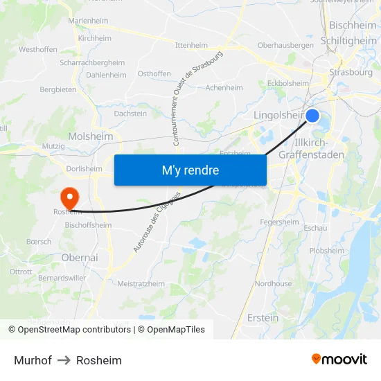 Murhof to Rosheim map