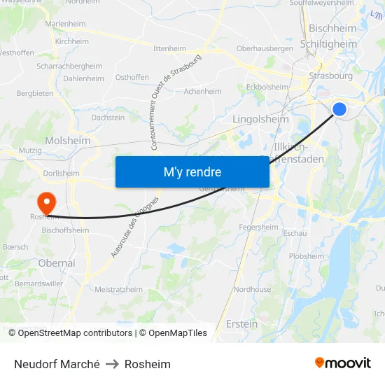Neudorf Marché to Rosheim map
