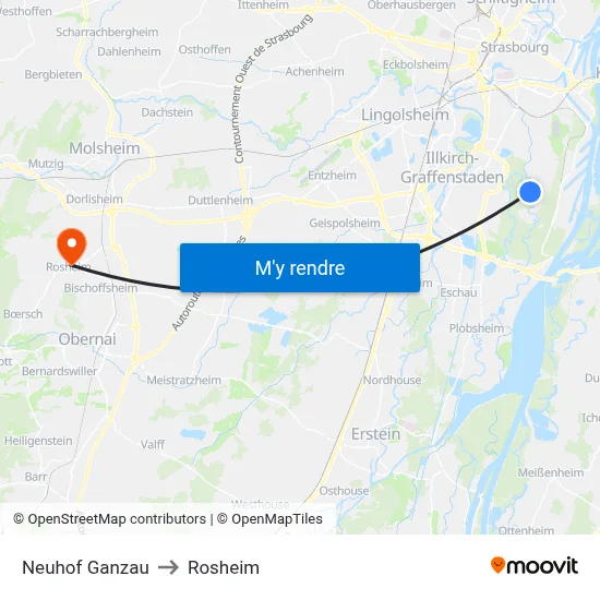 Neuhof Ganzau to Rosheim map