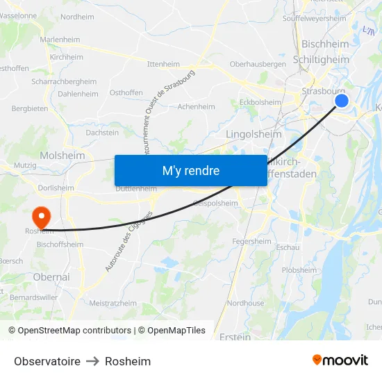Observatoire to Rosheim map