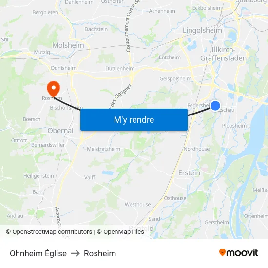 Ohnheim Église to Rosheim map