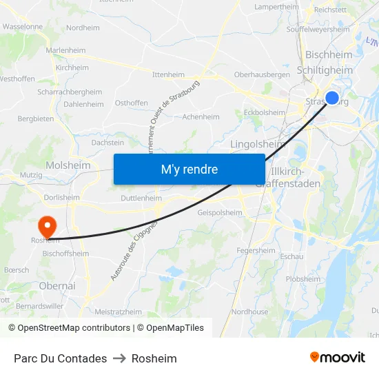 Parc Du Contades to Rosheim map