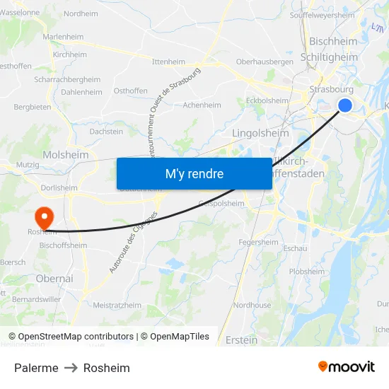 Palerme to Rosheim map