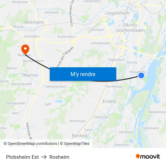 Plobsheim Est to Rosheim map