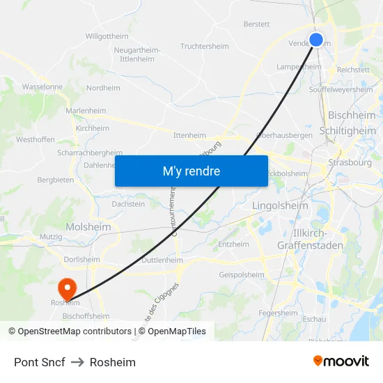 Pont Sncf to Rosheim map