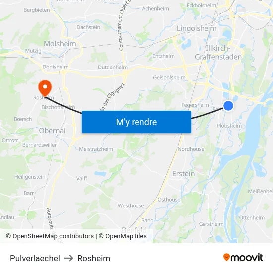 Pulverlaechel to Rosheim map