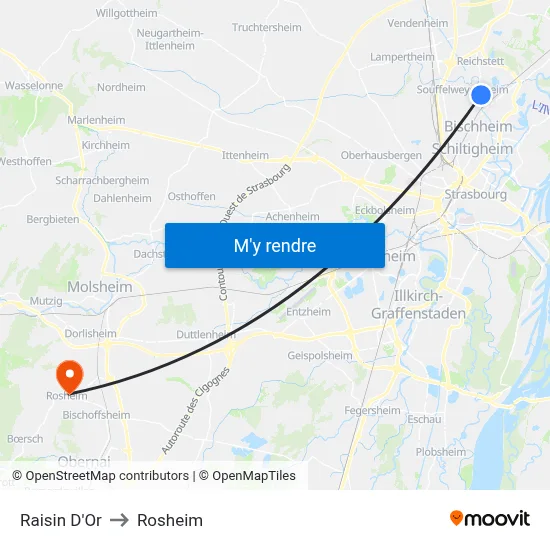 Raisin D'Or to Rosheim map
