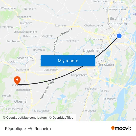 République to Rosheim map
