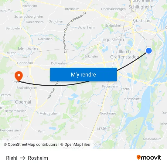Riehl to Rosheim map