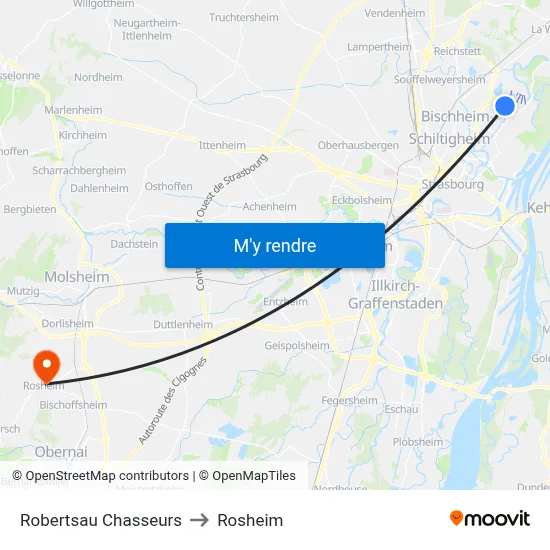 Robertsau Chasseurs to Rosheim map