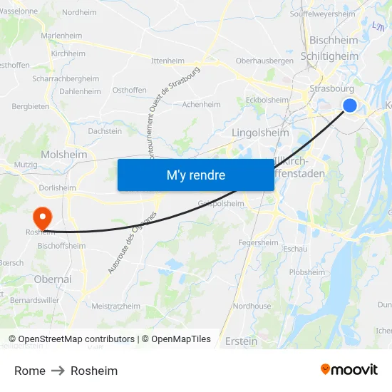 Rome to Rosheim map