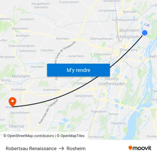 Robertsau Renaissance to Rosheim map
