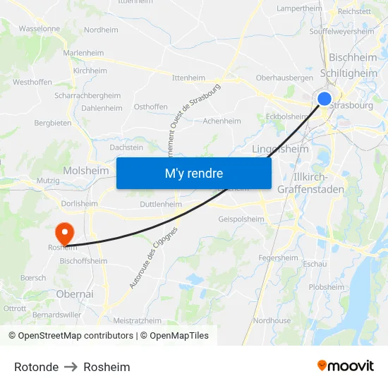 Rotonde to Rosheim map