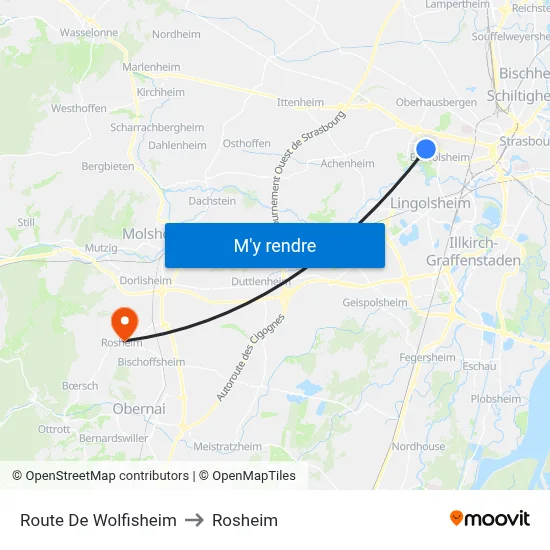 Route De Wolfisheim to Rosheim map