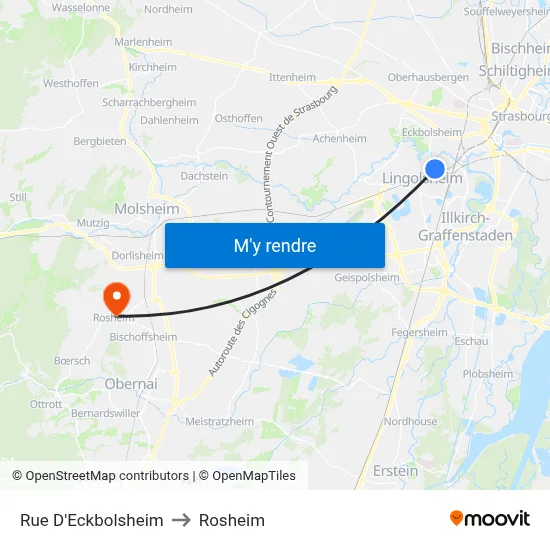 Rue D'Eckbolsheim to Rosheim map